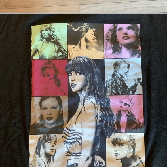 Taylor Swift The Eras Tour Black Graphic Tee Official Merch Grid Photos Women M - Picture 1 of 11